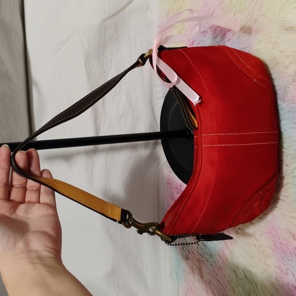 RARE! Coach Mini Red Suede Soho Handbag W Hangtag - Picture 6 of 13